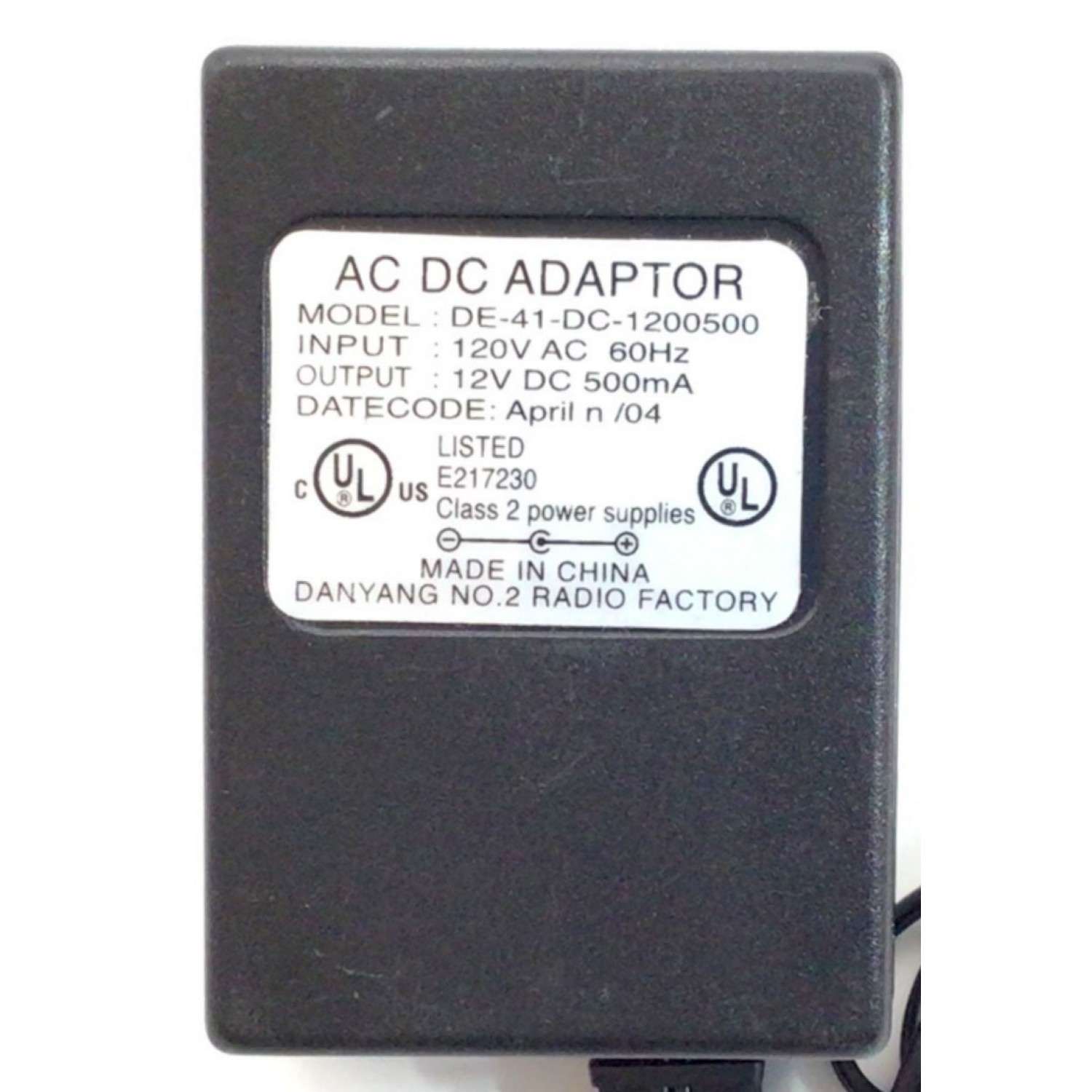 CARGADOR / ADAPTADOR DE FUENTE DE ALIMENTACION AC/DC SLLEA / NUMERO DE PARTE DE-41-DC-1200500 / ENTRADA VCA 120V~ 60HZ / SALIDA VCD 12V 500MA / E217230 / MODELO DE-41-DC-1200500 - Imagen 3
